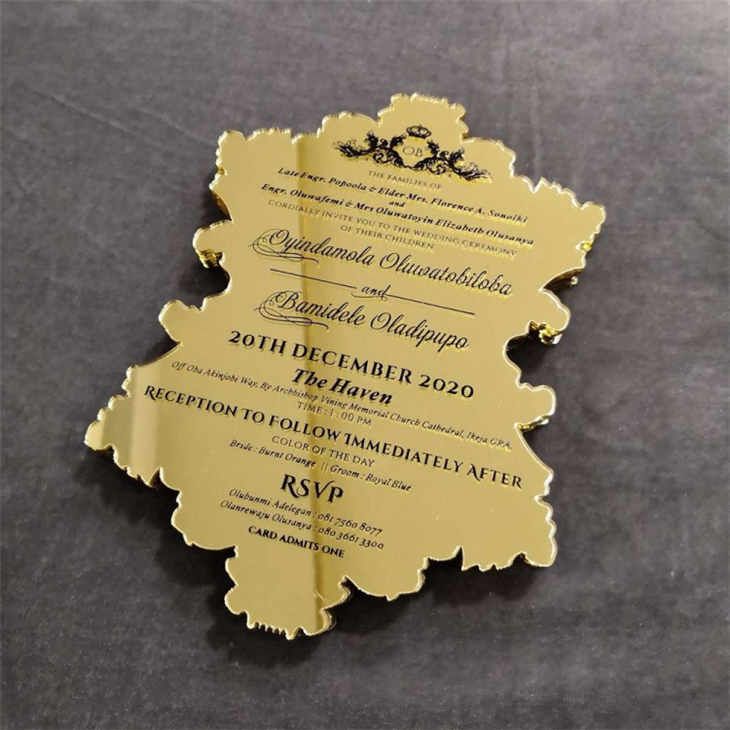 Custom Laser Cutting Gold/Silver Mirror Acrylic Sheet